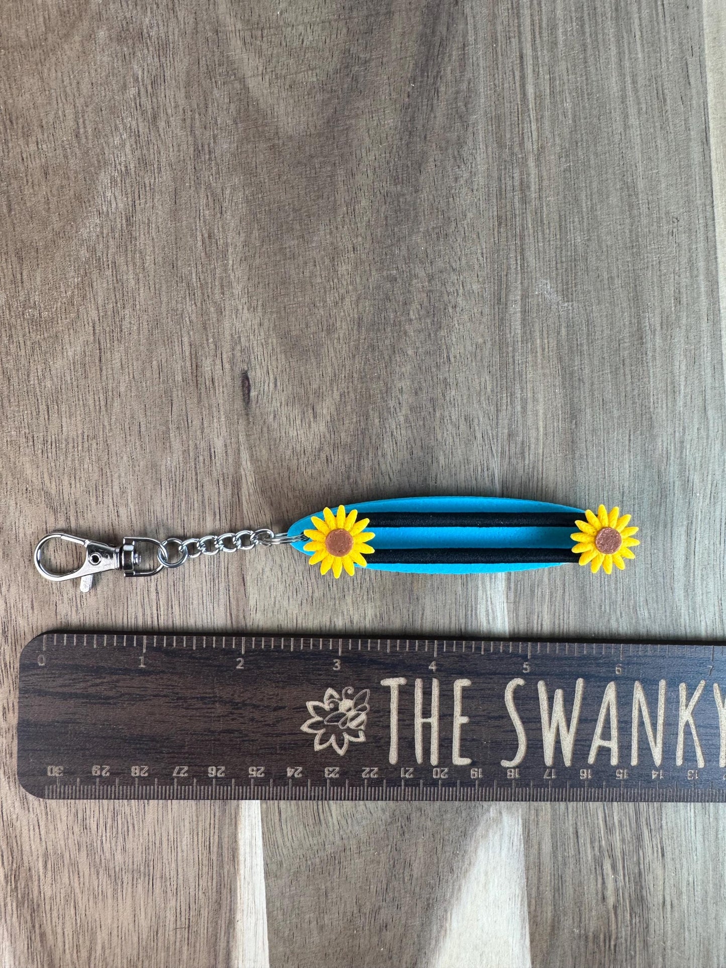 Hair Tie Holder Keychain | Daisy Sunflower Heart | Purse Bag Or Keychain Accessory