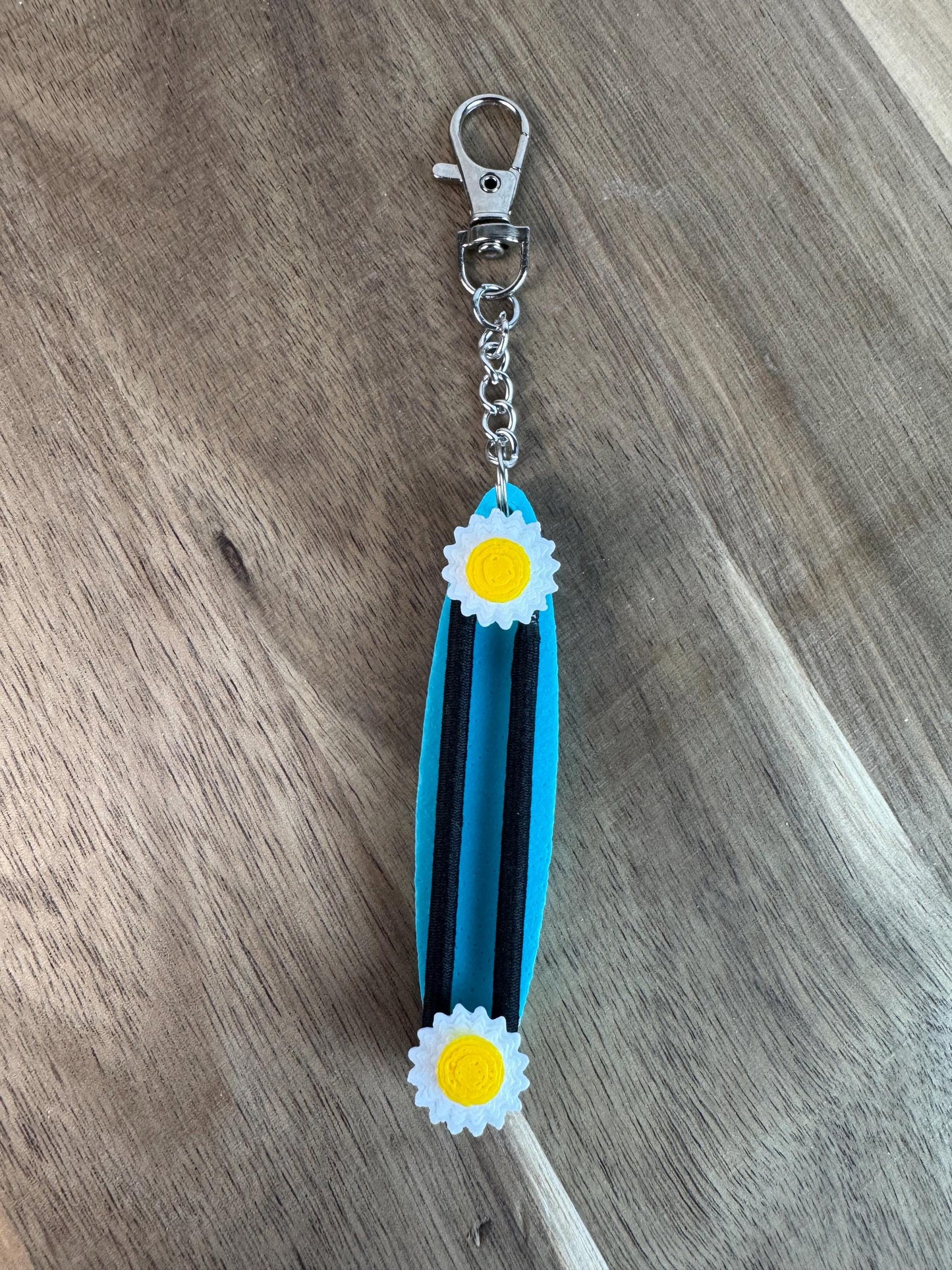 Hair Tie Holder Keychain | Daisy Sunflower Heart | Purse Bag Or Keychain Accessory