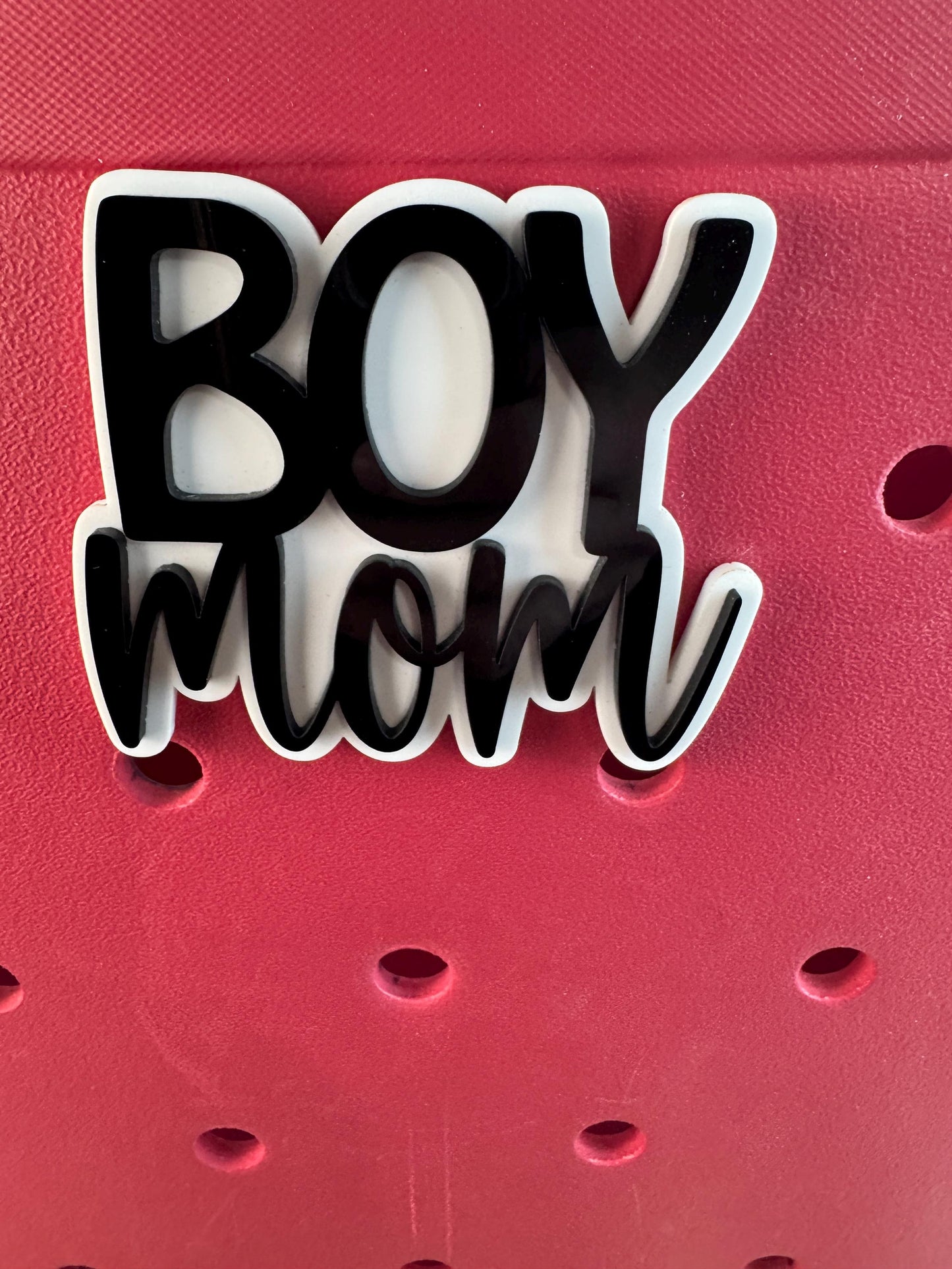 Boy Mom Bogg Bag Charm | Black & White Acrylic Bag Accessory