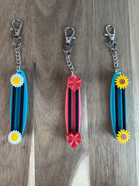Hair Tie Holder Keychain | Daisy Sunflower Heart | Purse Bag Or Keychain Accessory