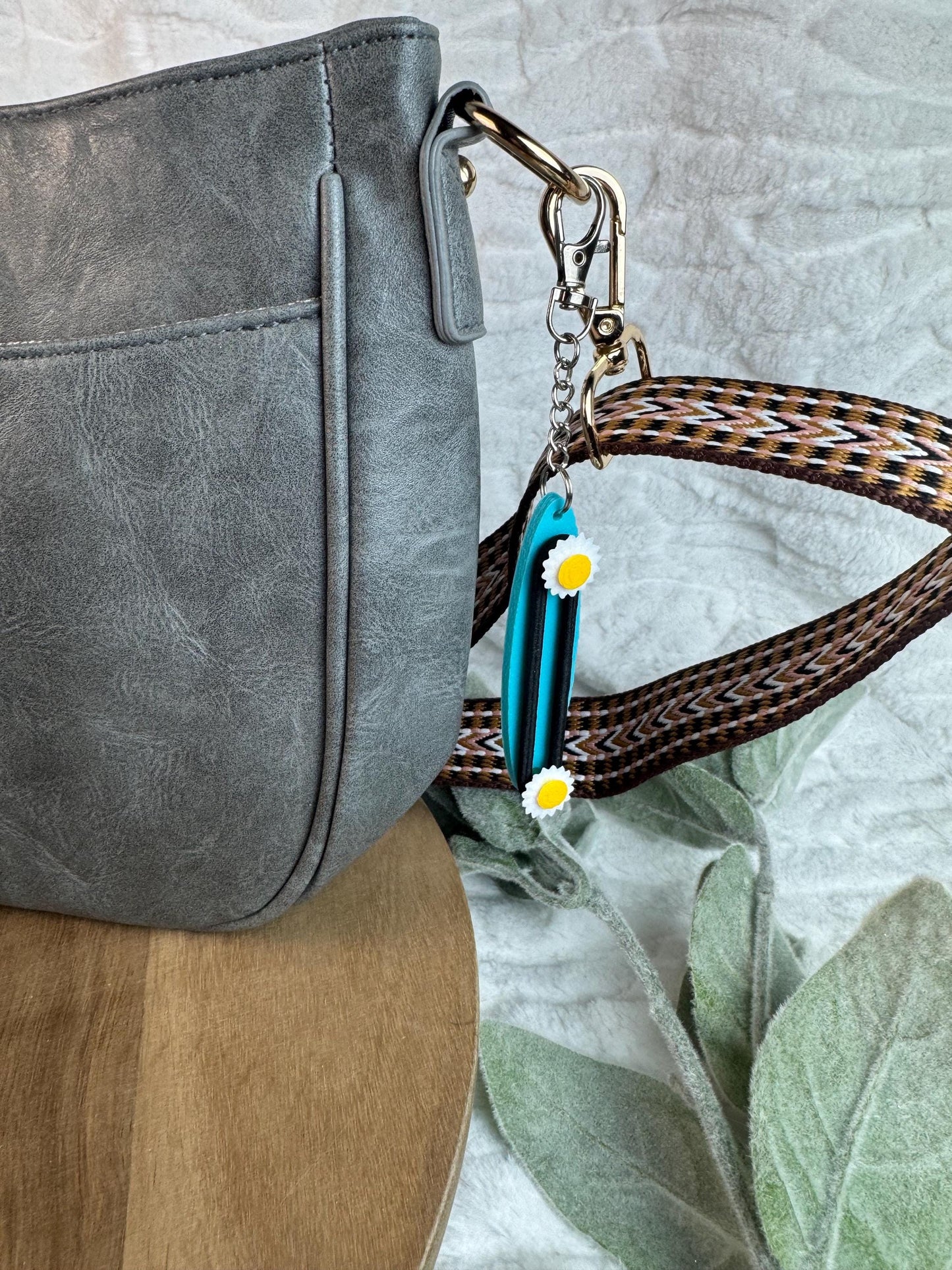 Hair Tie Holder Keychain | Daisy Sunflower Heart | Purse Bag Or Keychain Accessory