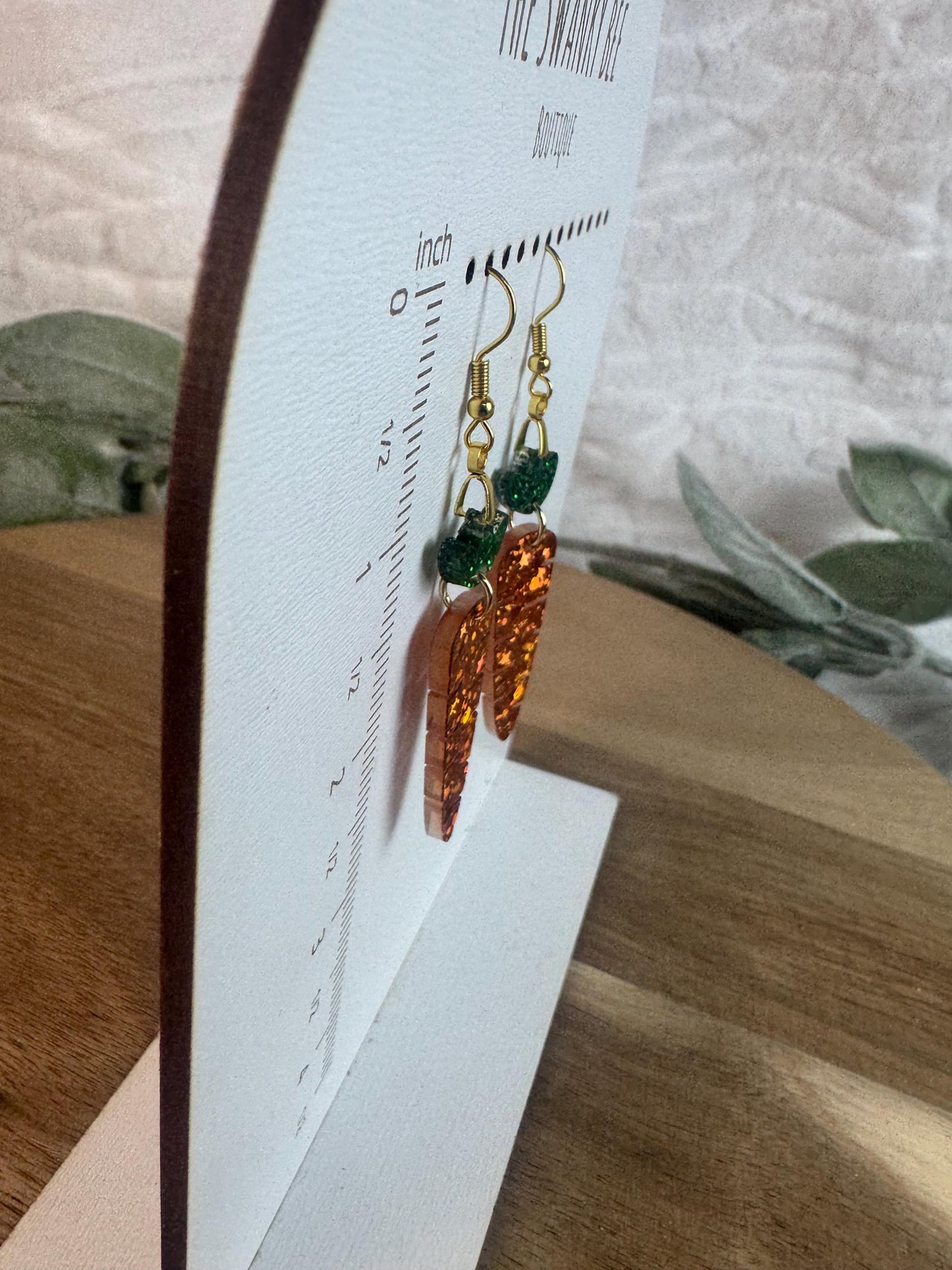 Glitter Carrot Dangle Earrings, Easter Earrings