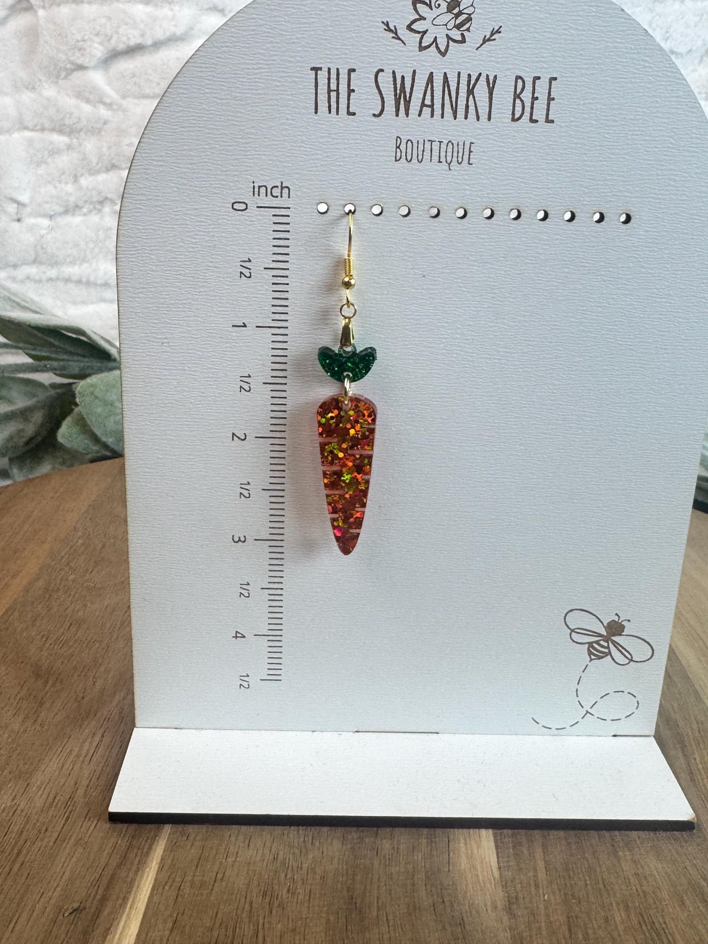 Glitter Carrot Dangle Earrings, Easter Earrings
