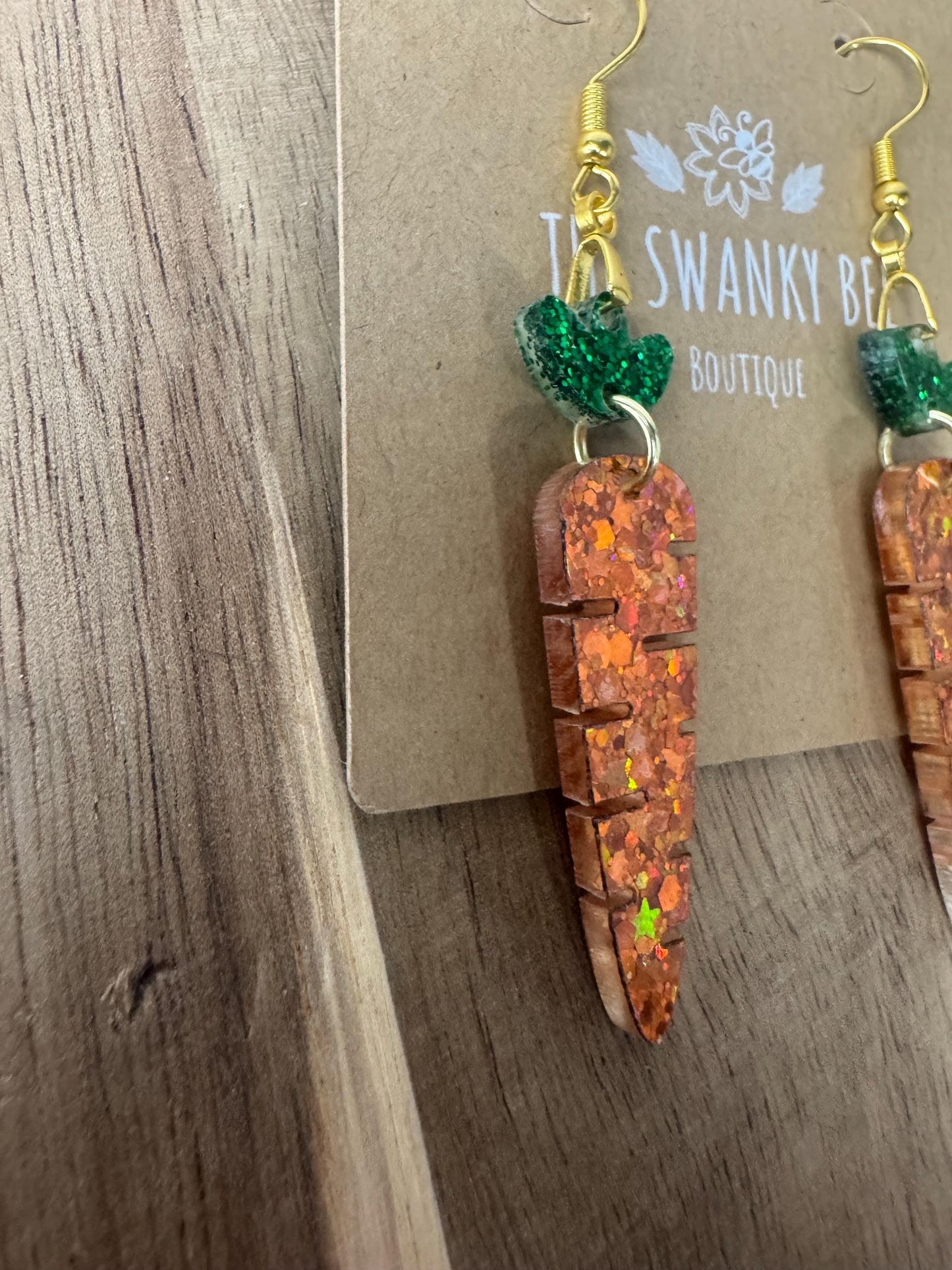 Glitter Carrot Dangle Earrings, Easter Earrings