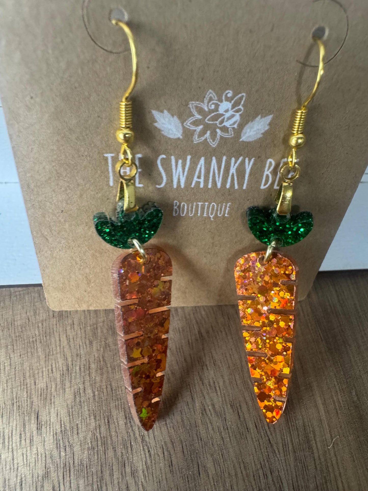 Glitter Carrot Dangle Earrings, Easter Earrings