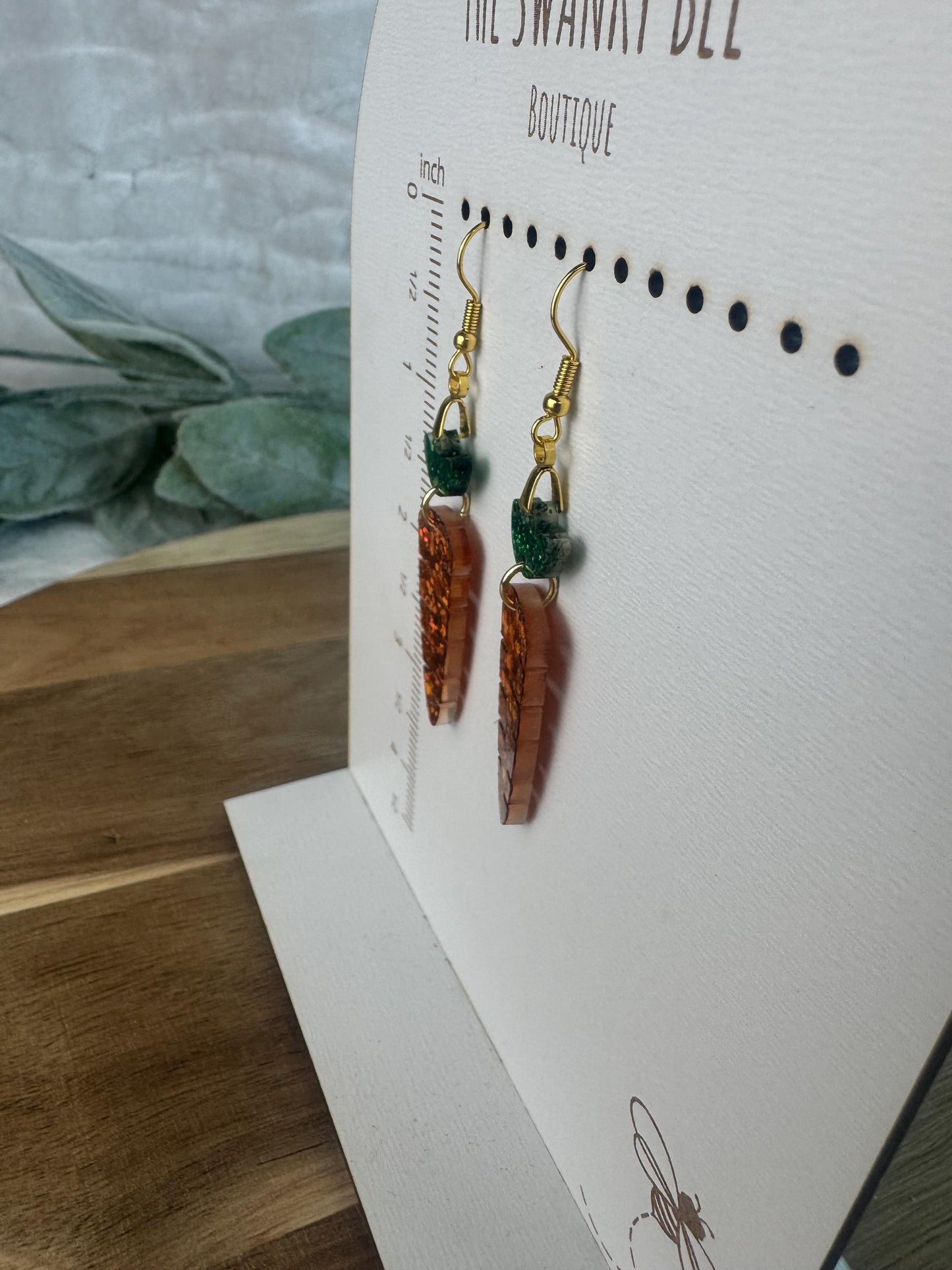 Glitter Carrot Dangle Earrings, Easter Earrings