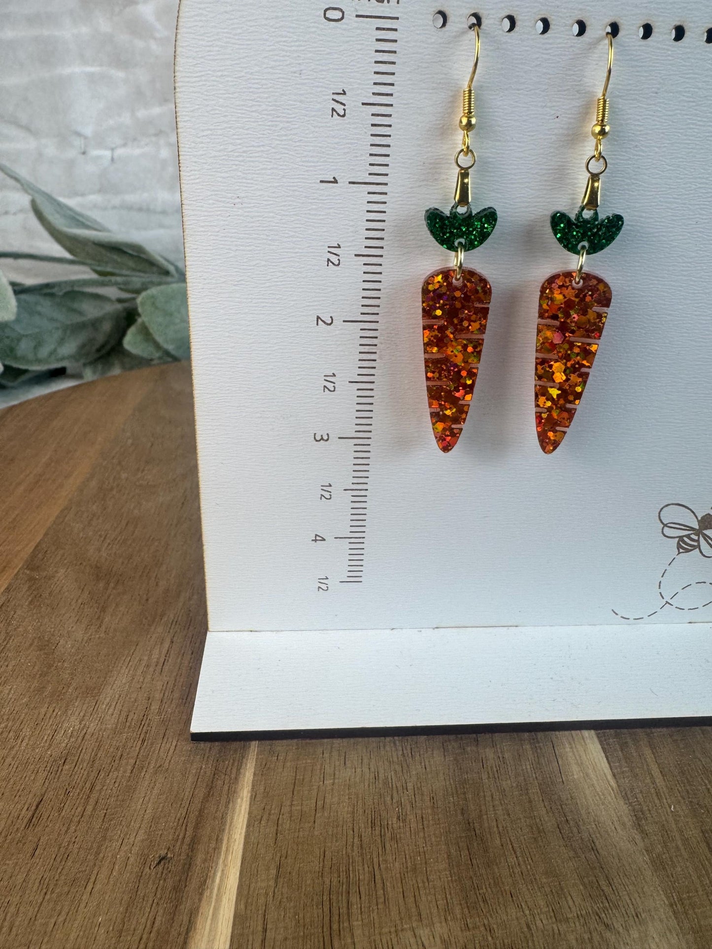 Glitter Carrot Dangle Earrings, Easter Earrings