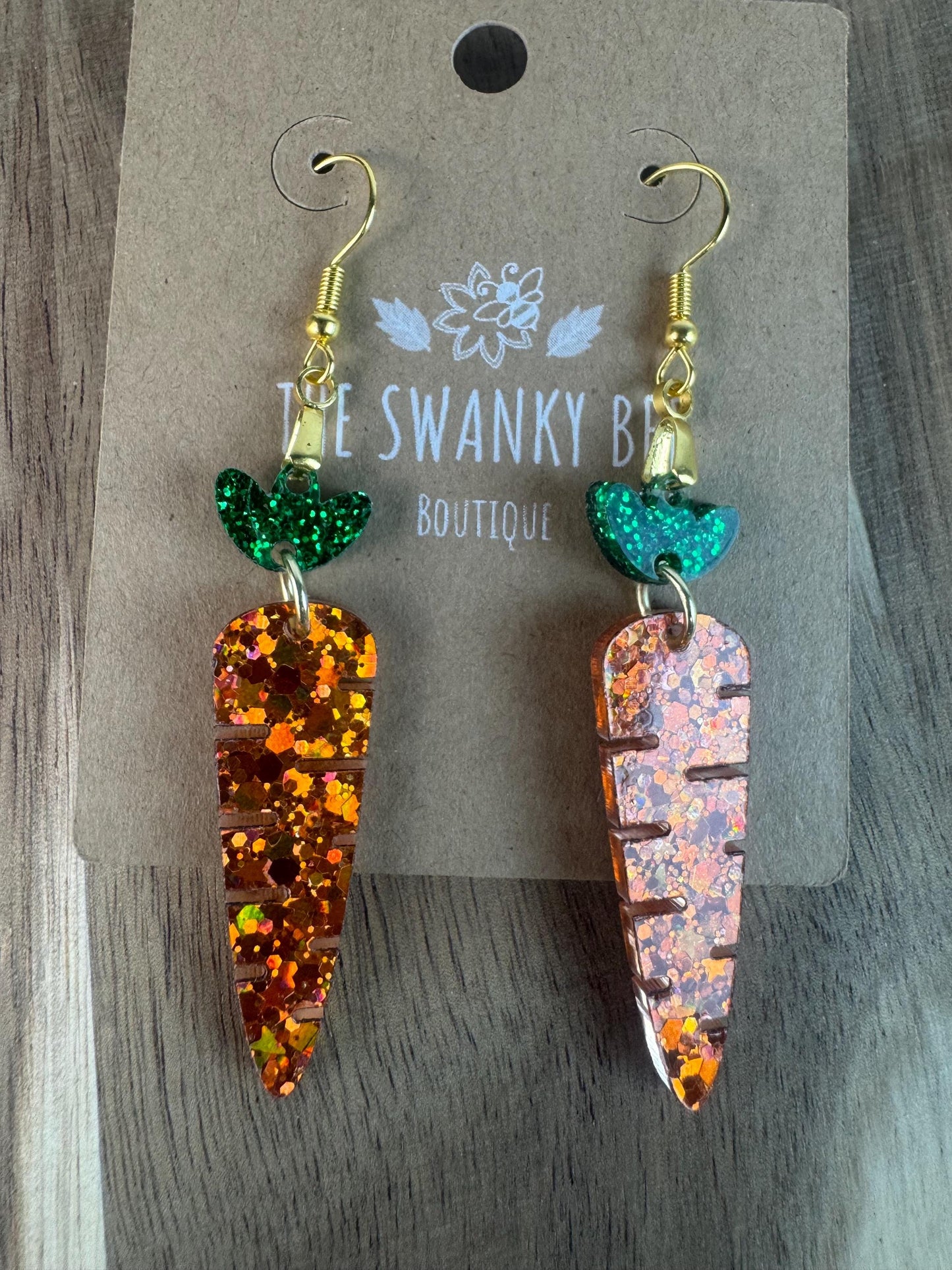 Glitter Carrot Dangle Earrings, Easter Earrings