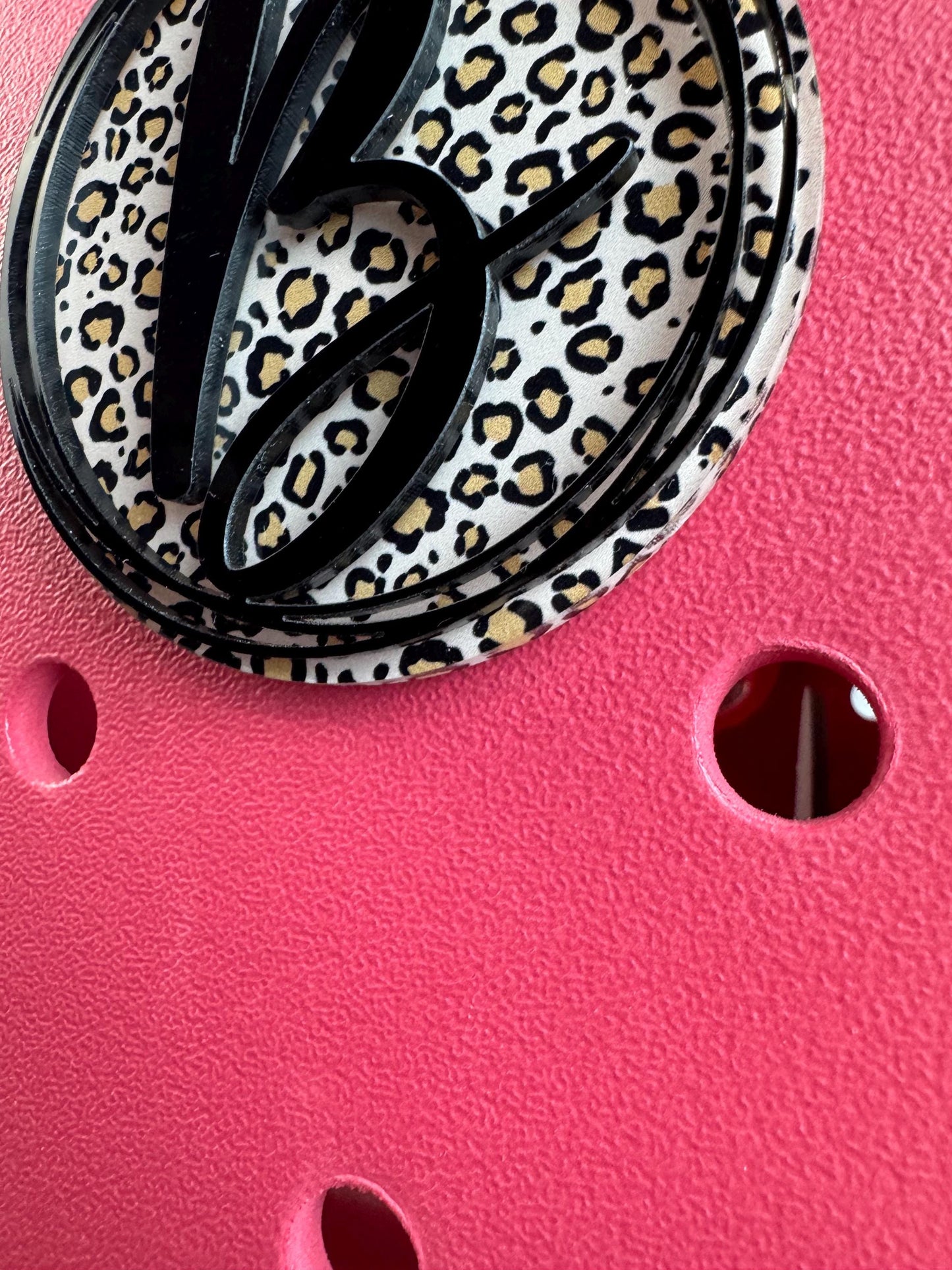 Custom Initial Bogg Bag Charm with a Leopard Background: Personalized Bag Accessory