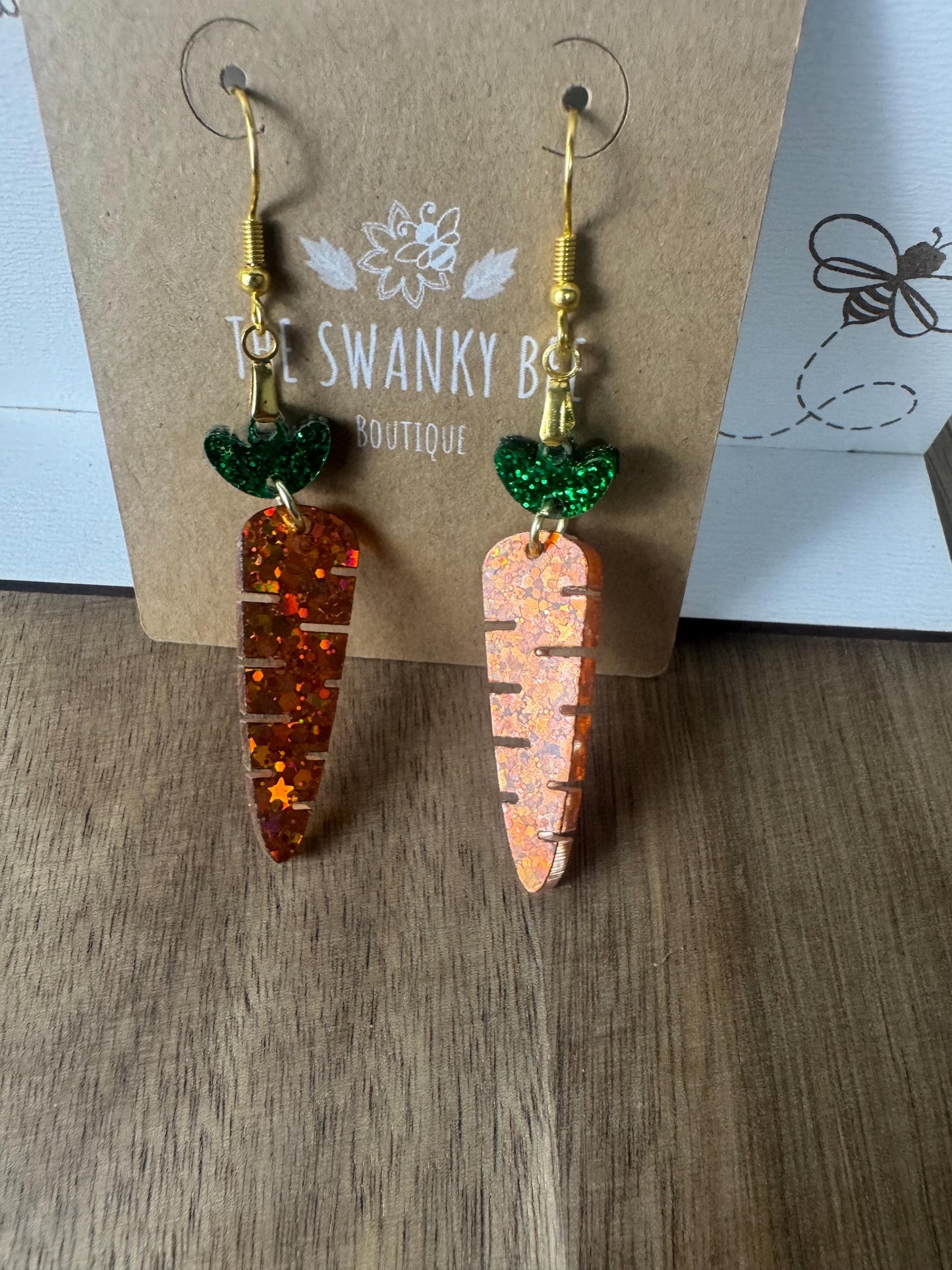 Glitter Carrot Dangle Earrings, Easter Earrings