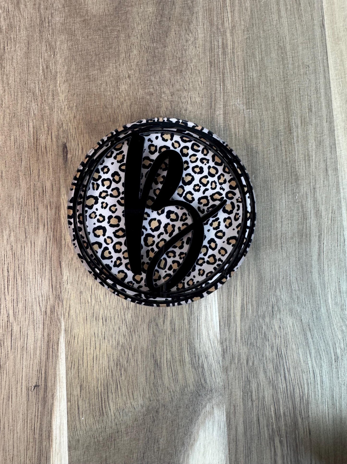 Custom Initial Bogg Bag Charm with a Leopard Background: Personalized Bag Accessory