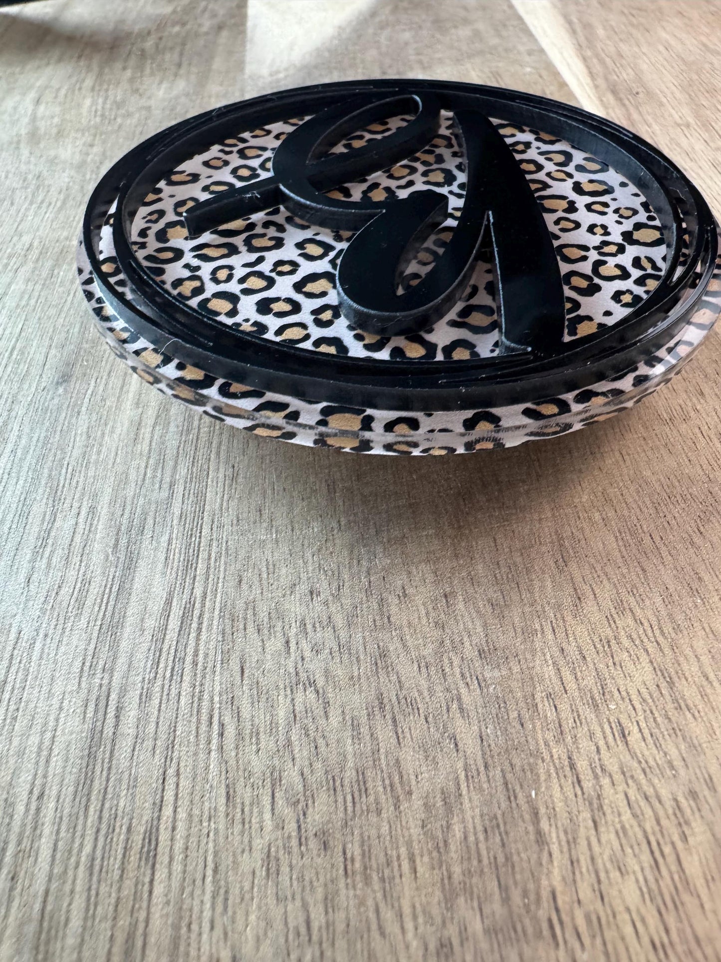 Custom Initial Bogg Bag Charm with a Leopard Background: Personalized Bag Accessory