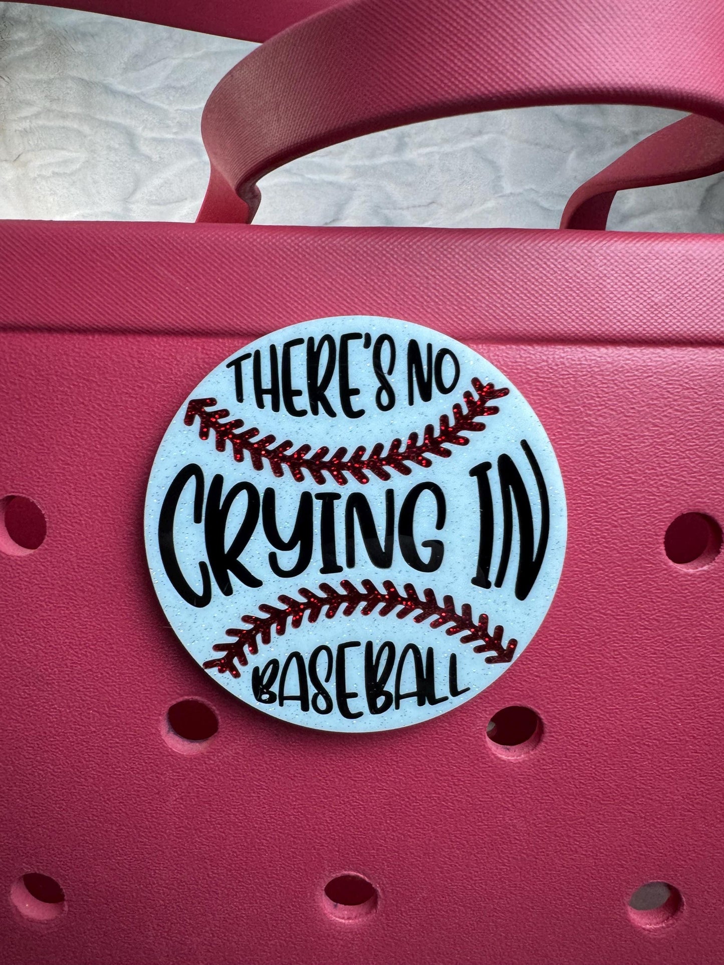 There’s No Crying in Baseball Bogg Bag Charm | Mom Gift | Sports Accessory