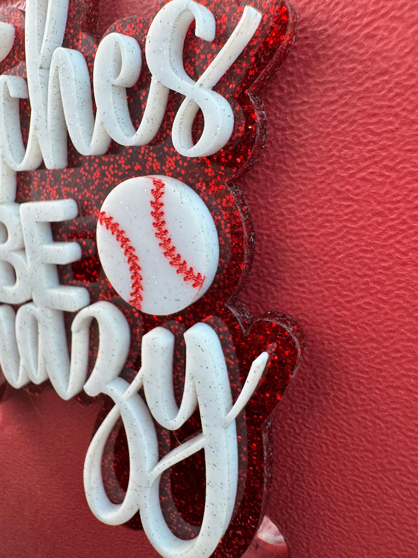 Pitches Be Crazy Bogg Bag Charm | Baseball or Softball Glitter Bag Accessory
