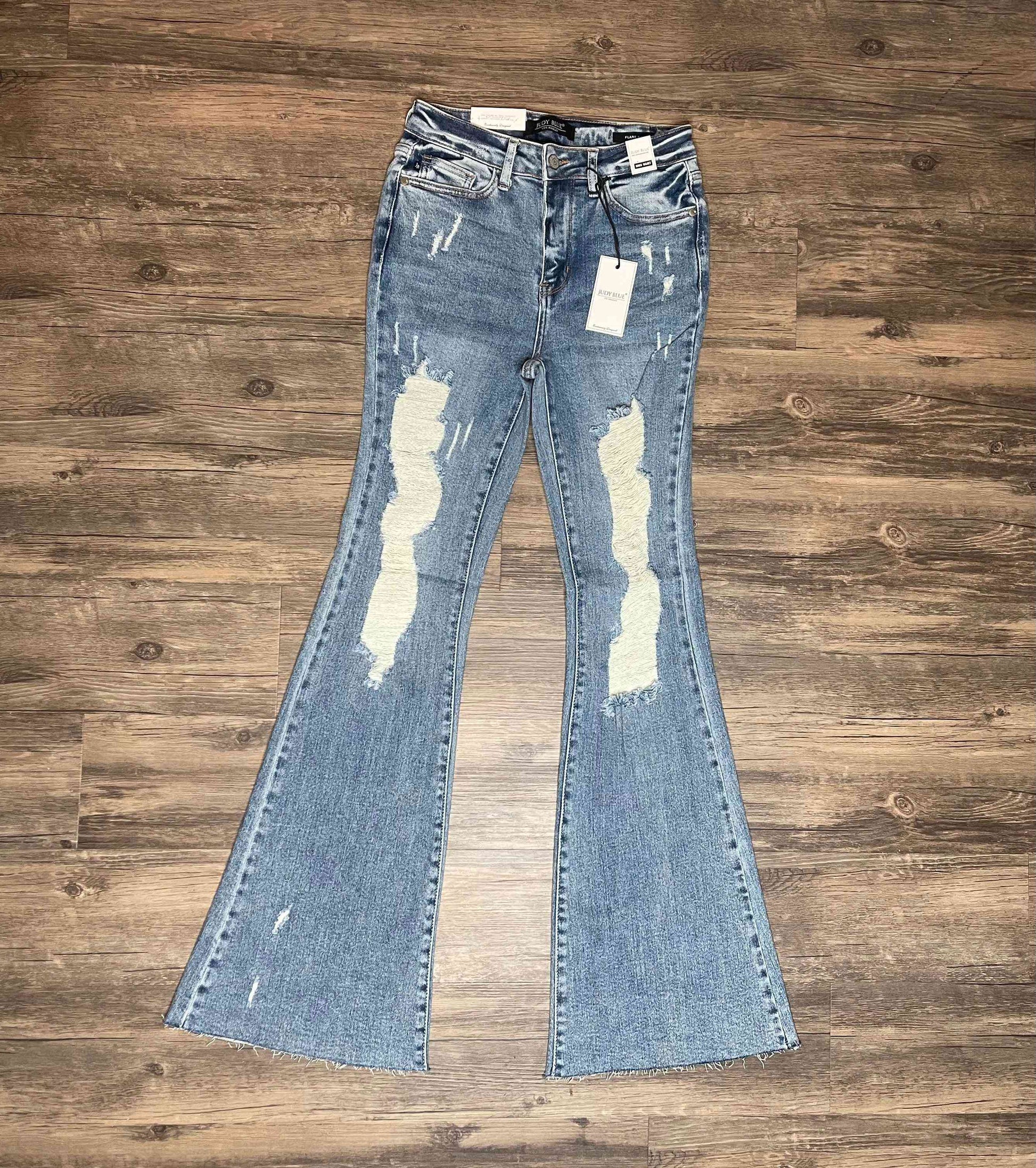 Judy Blue High Waist Destroyed Flare - The Swanky Bee