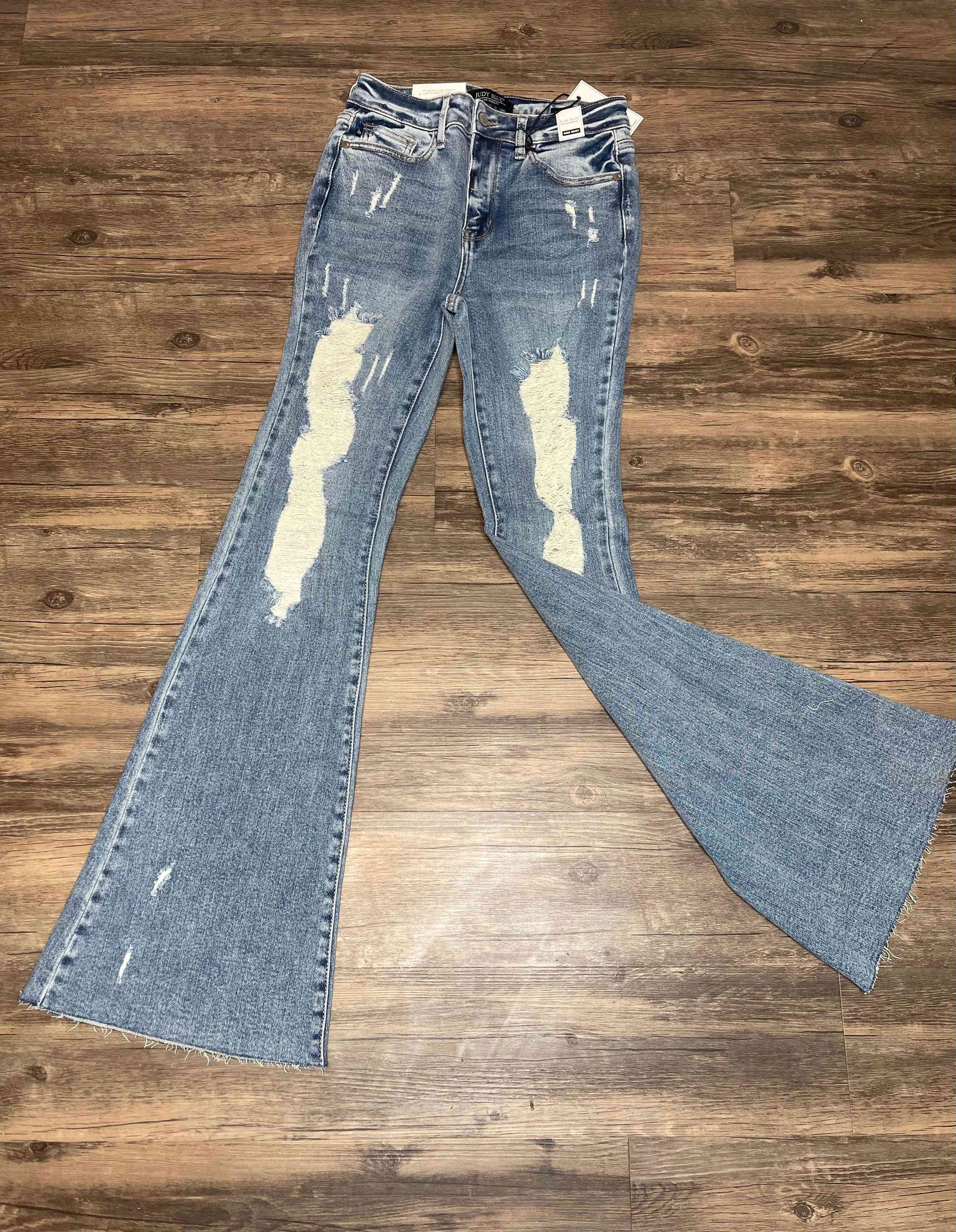 Judy Blue High Waist Destroyed Flare - The Swanky Bee