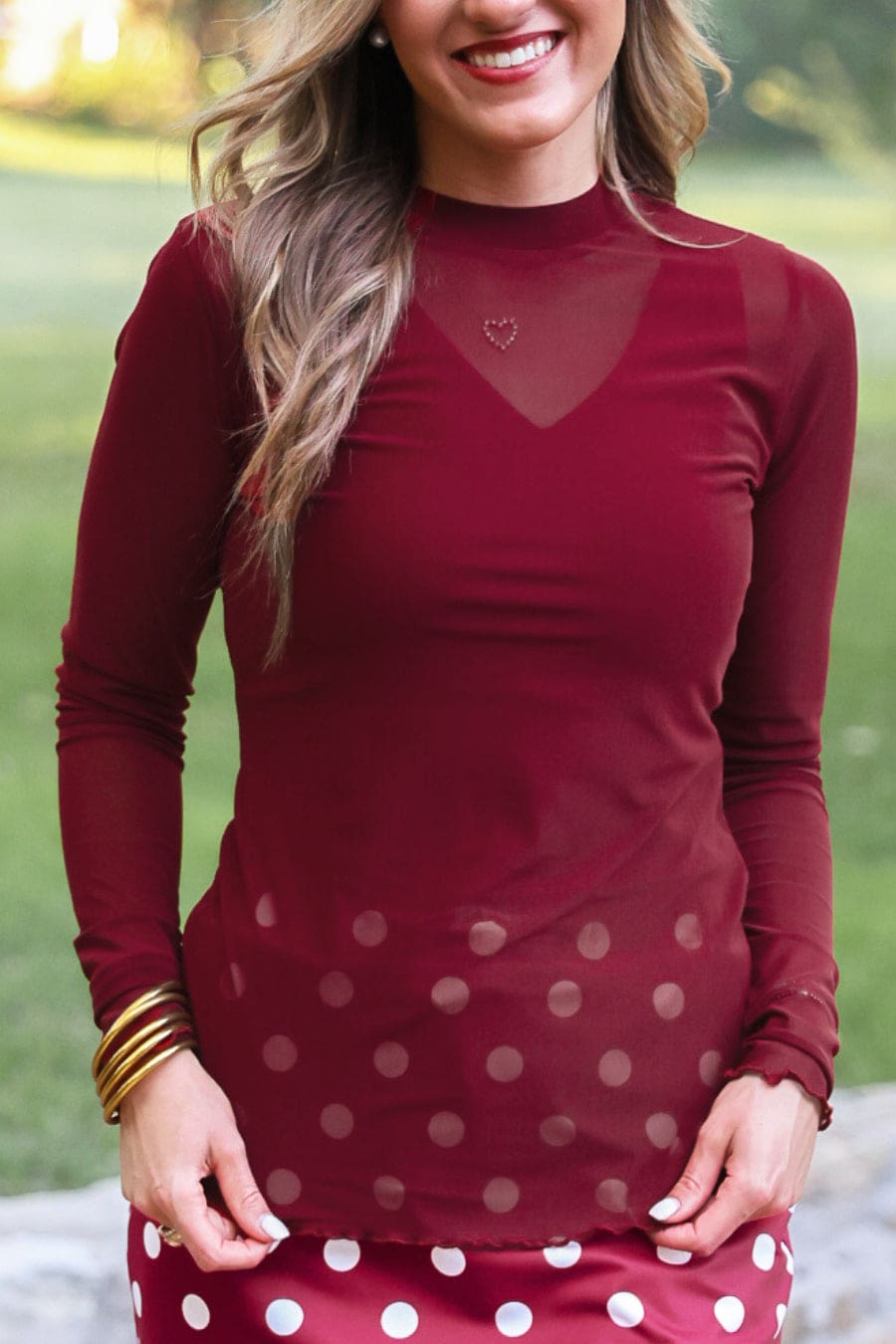 Kate Mesh Top- Burgundy