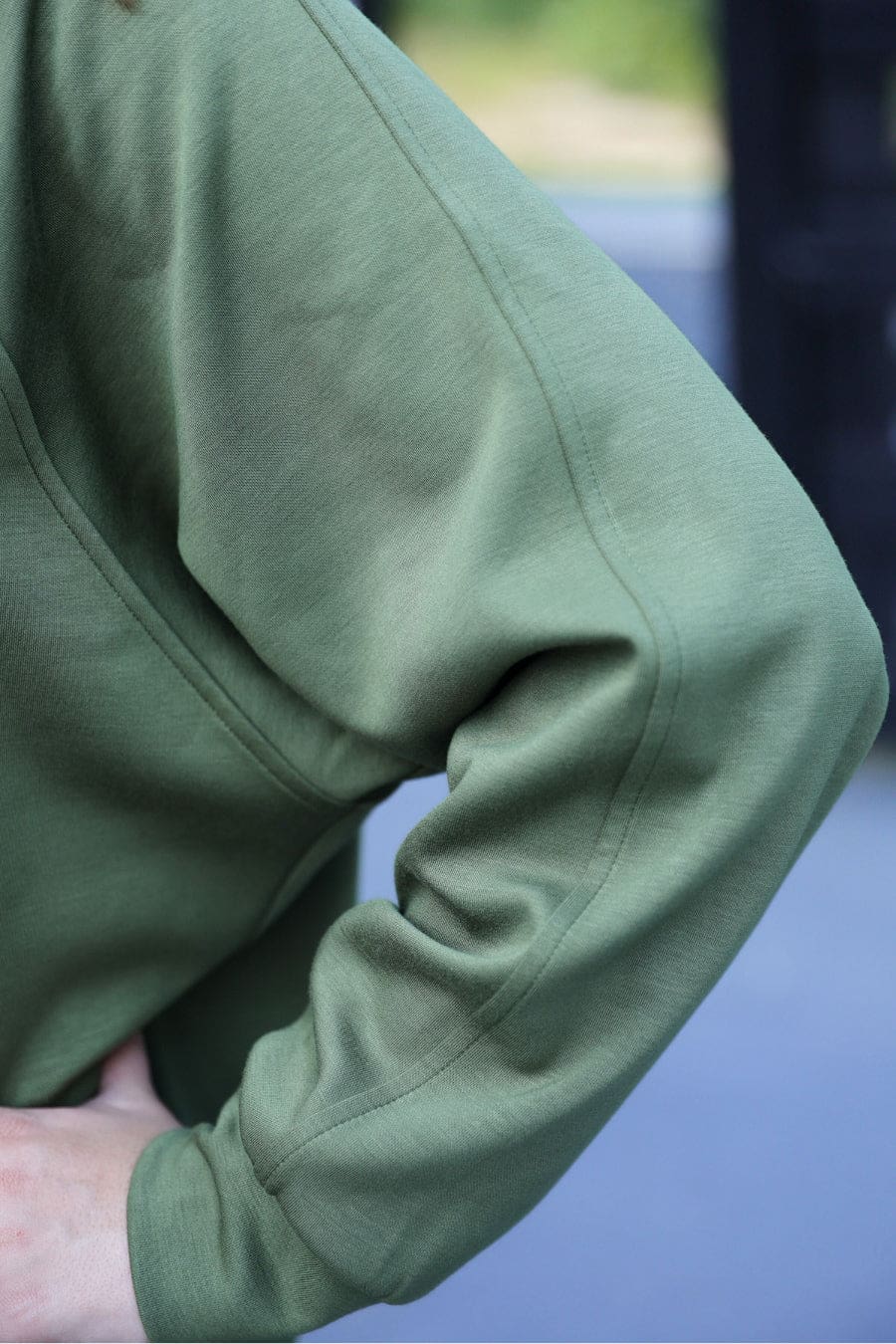 Kayla Luxe Hooded Quarter Zip Pullover- Olive