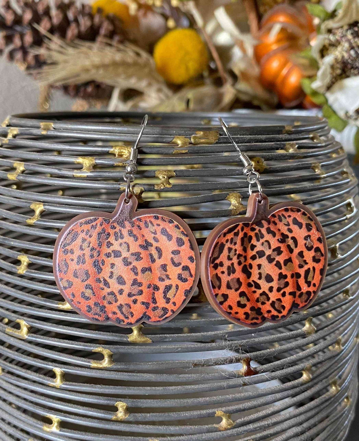 Leopard Pumpkin Earrings - The Swanky Bee