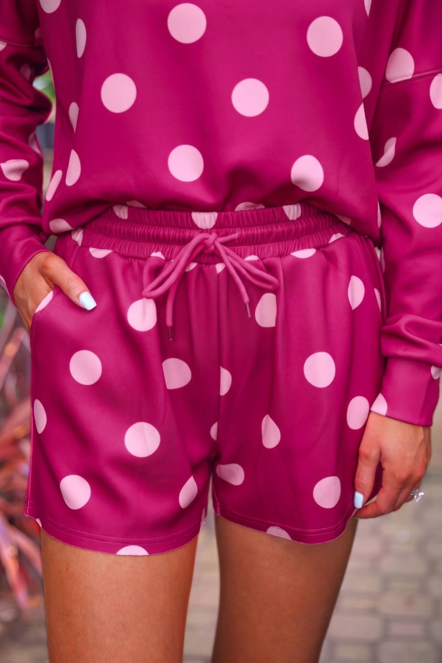 Luna Luxe Pullover Set- Pink Polka Dot