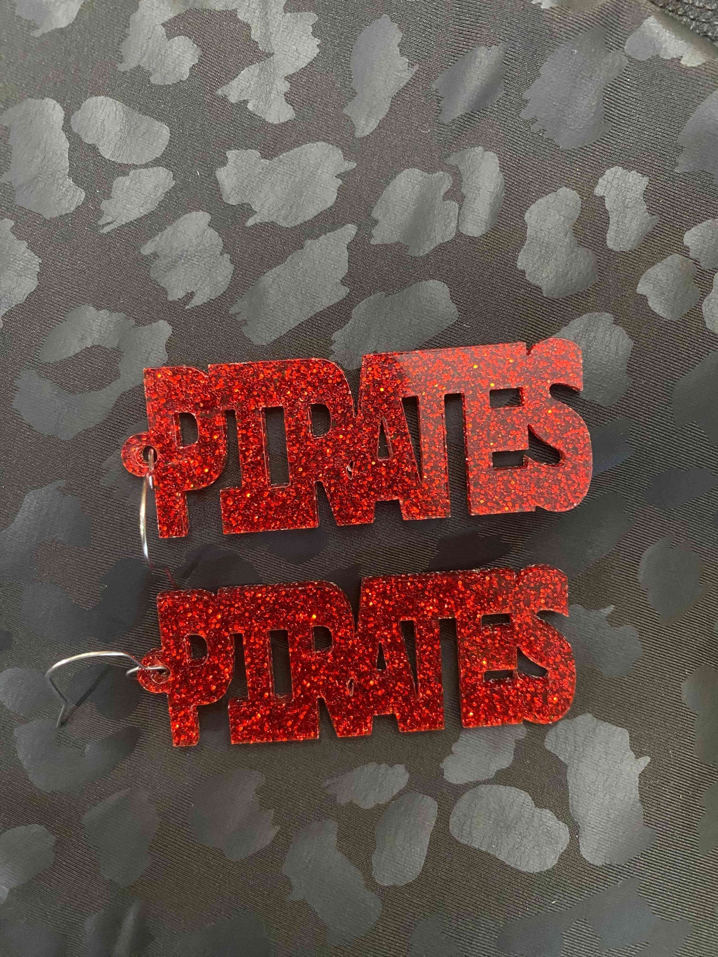 Pirates Red Glitter Acrylic Earrings - The Swanky Bee