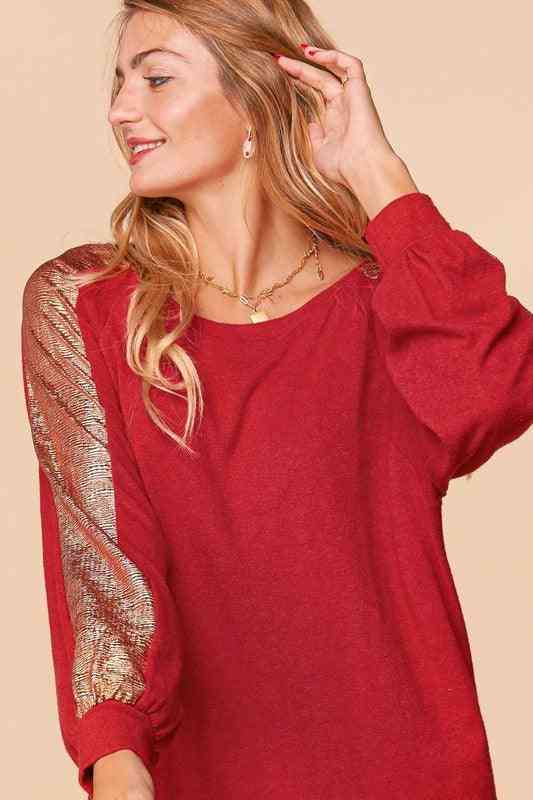 Plus Red and Gold Sweater - The Swanky Bee