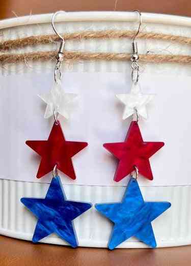 Red White and Blue Star Earrings - The Swanky Bee