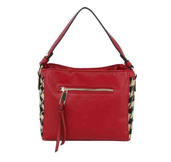 Red with Black/Cream Houndstooth - The Swanky Bee