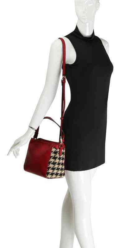 Red with Black/Cream Houndstooth - The Swanky Bee