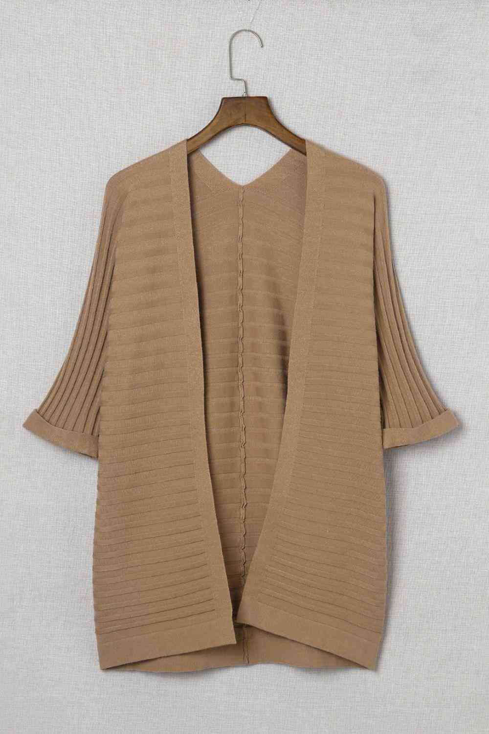 Ribbed Open Front Knit Cardigan - The Swanky Bee