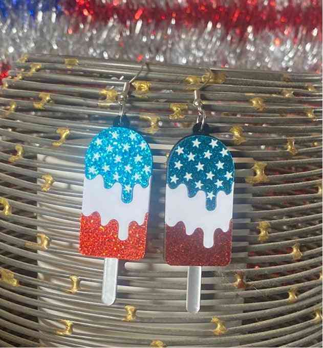 Stars and Stripes Popsicle Earrings - The Swanky Bee
