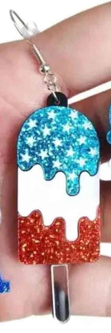 Stars and Stripes Popsicle Earrings - The Swanky Bee