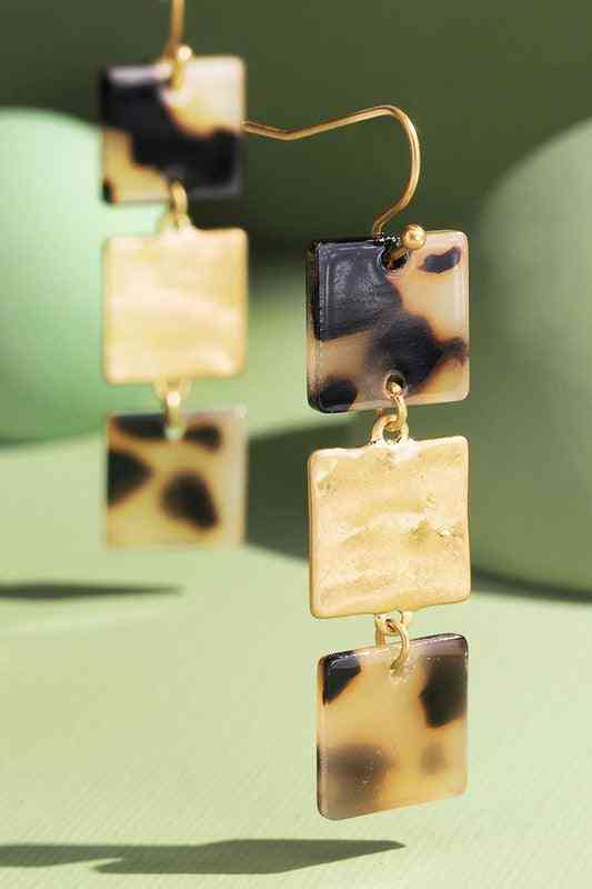 Tiered Acetate Square Drop Earrings - The Swanky Bee