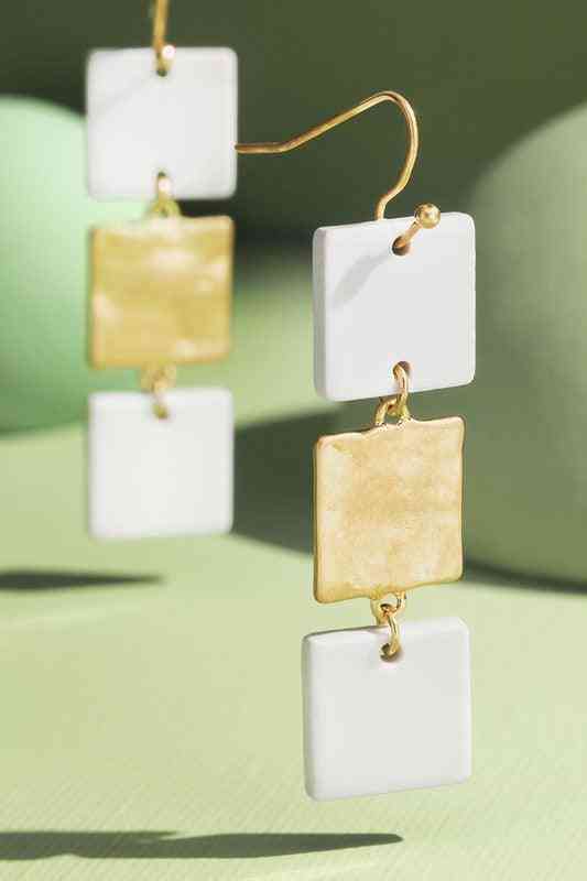 Tiered Acetate Square Drop Earrings - The Swanky Bee