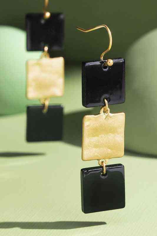 Tiered Acetate Square Drop Earrings - The Swanky Bee
