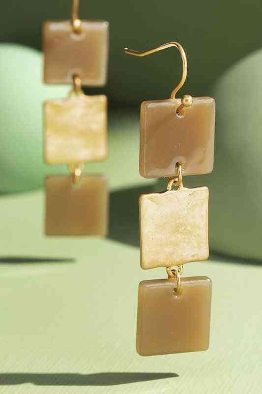 Tiered Acetate Square Drop Earrings - The Swanky Bee