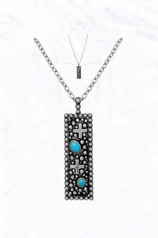 Turquoise Cross Necklace - The Swanky Bee