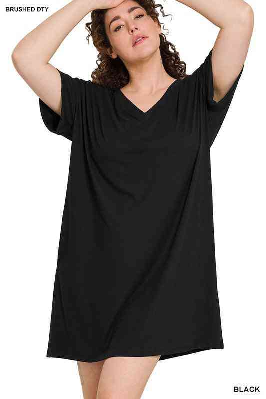 V-Neck T shirt Dress - The Swanky Bee