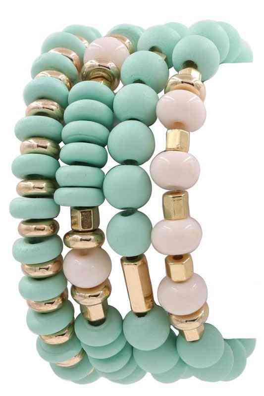 Wood Bead Stretch Bracelet Set - The Swanky Bee