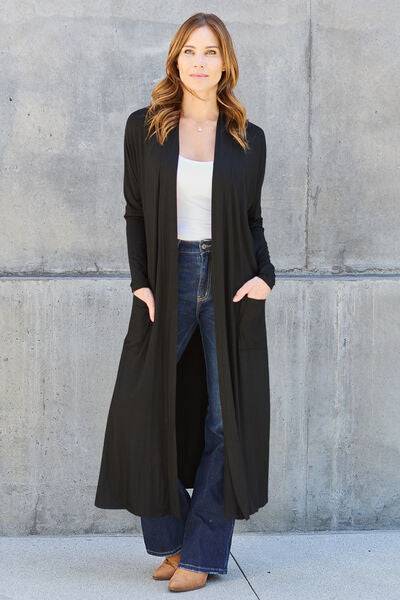 Basic Bae Full Size Open Front Long Sleeve Cover Up - Casual Lightweight Cardigan - Essential Layering Piece - Chic Fashion Wrap - Plus Size Available